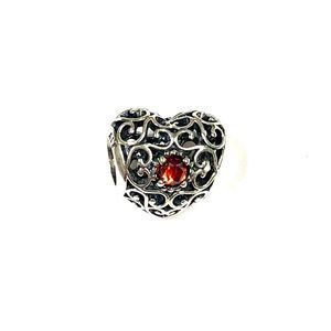 Pandora January Birthstone Filigree Signature Heart Charm
